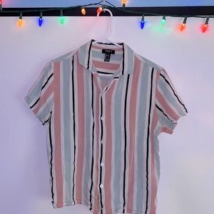 Forever 21 button up shirt- light pink, teal, and white.